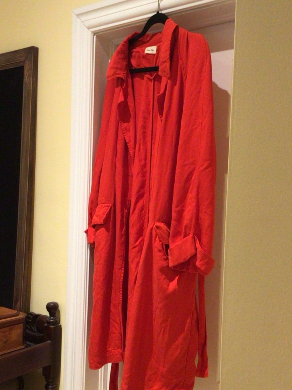 American Vintage Red Trench Coat - Lightweight Long Overcoat